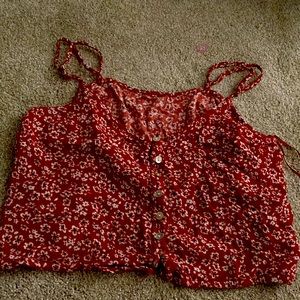red flowy flower shirt